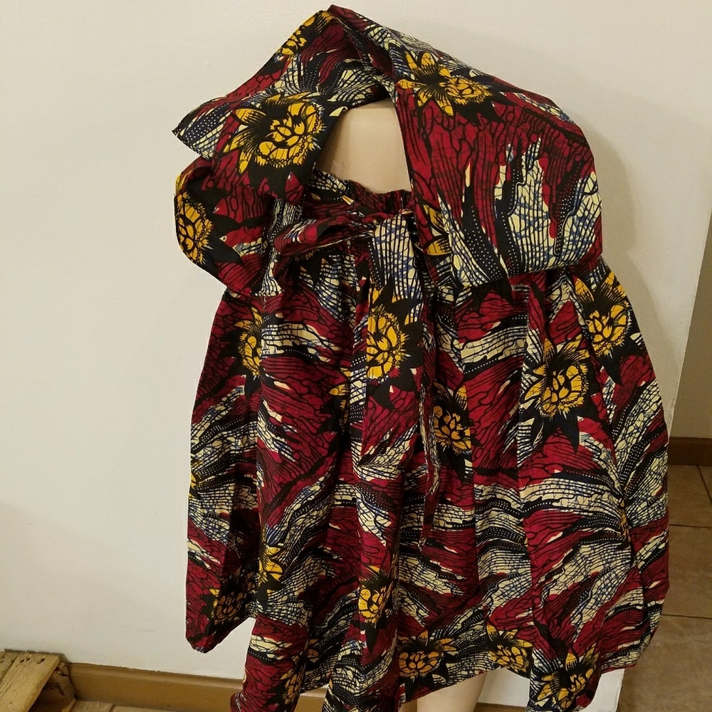 African print skirt.